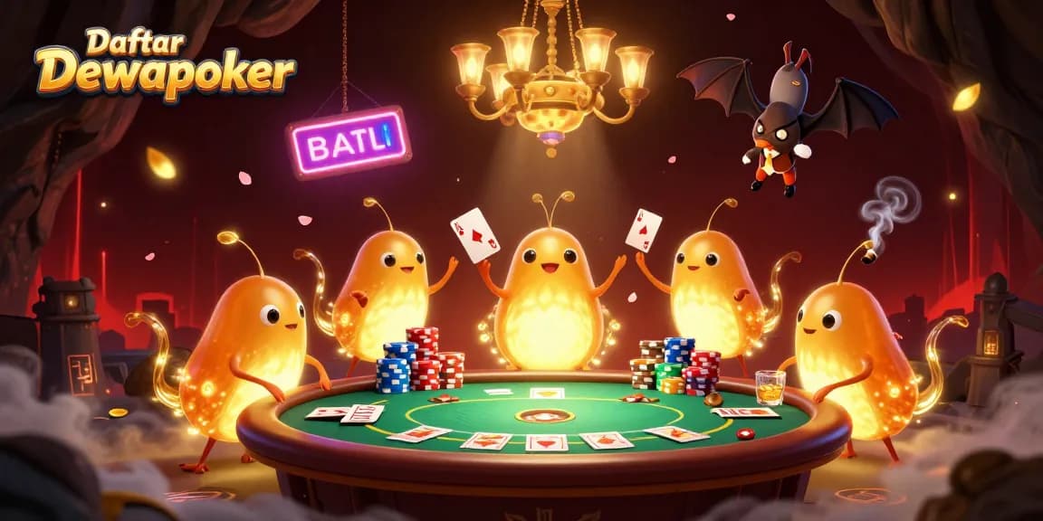 Bet big and win at Daftar Dewapoker while enjoying a vibrant casino atmosphere lit by glowworms.