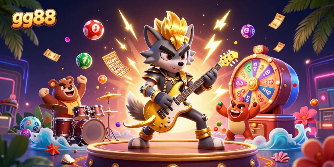 Join the excitement at gg88 as the rock star wolf and drummer bear electrify the casino stage.