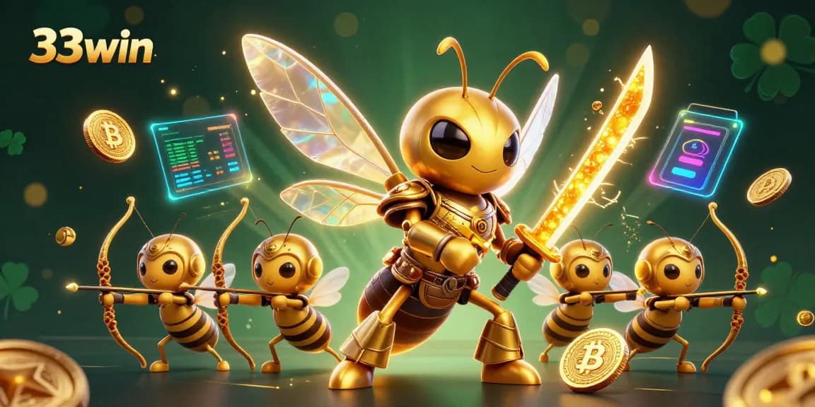 Engage with the 33win casino experience through immersive 3D action of samurai hornets and crypto coins.