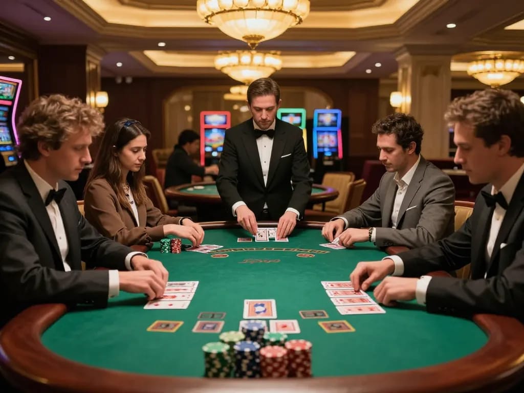 Players strategizing at a high-stakes blackjack table focusing on SC 88 gaming strategy