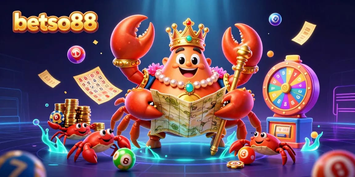 Experience thrilling wins at betso88 with golden crab emperor and vibrant casino elements captivating players.