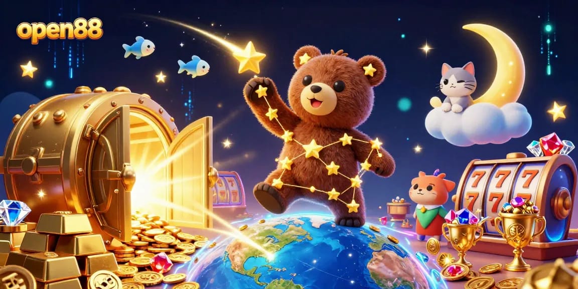Join the fun at open88 with vibrant 3D scenes filled with casino excitement, treasures, and games.