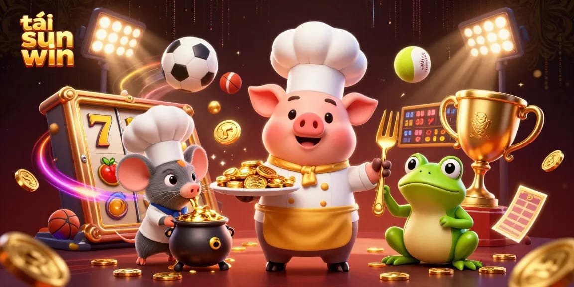 Engage with tải sun win featuring characters enjoying winning moments in a lavish casino setup.