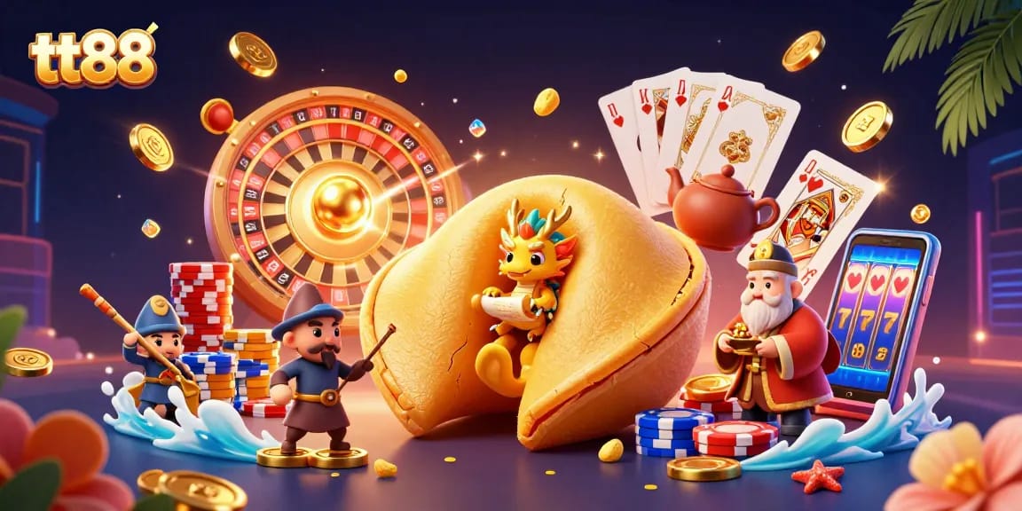 Win big with tt88 in a vibrant casino world featuring dragons, fortune, and golden treasures.
