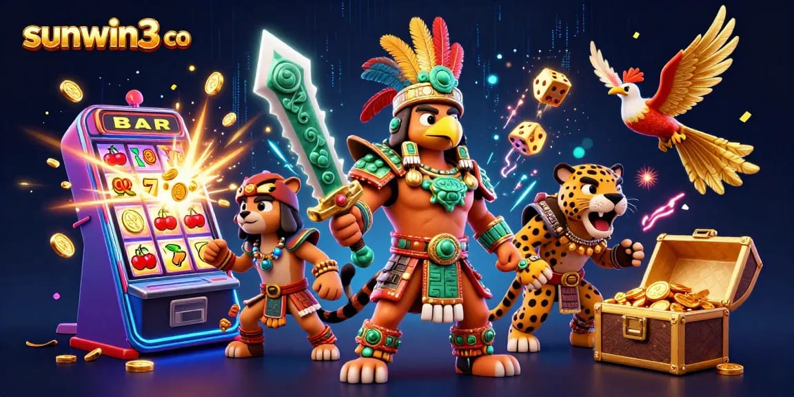 Experience exciting jackpots with sunwin3 co's 3D slots bursting coins and vibrant game elements.