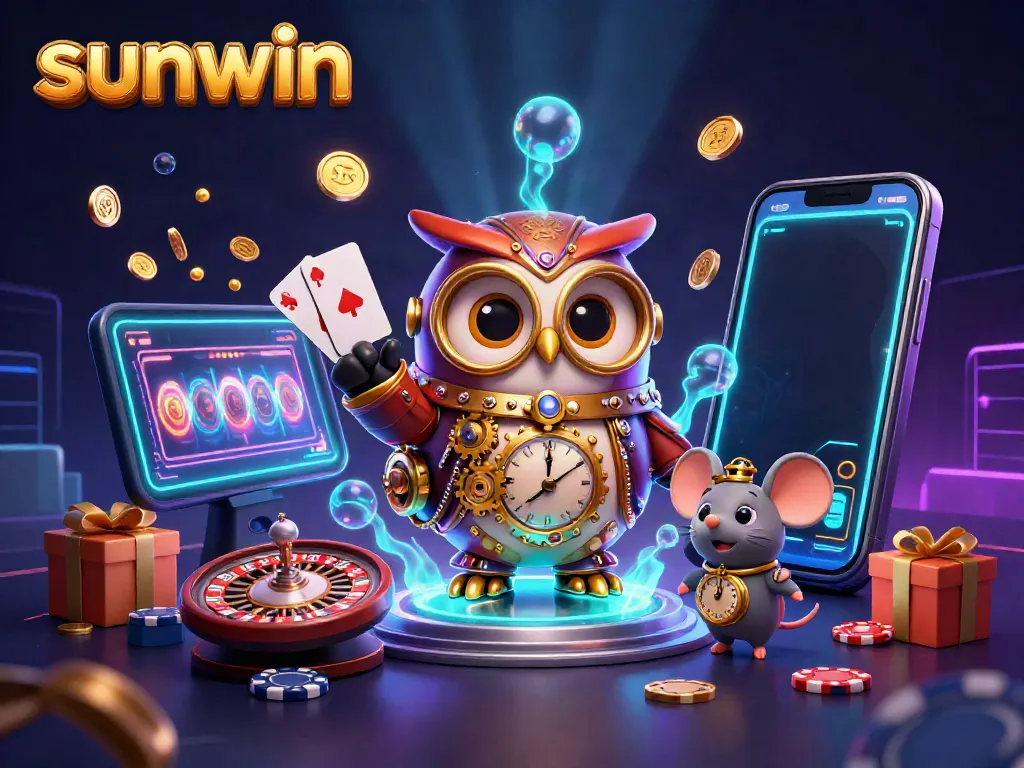 Experience thrilling gameplay at sunwin with a dynamic depiction of vibrant casino elements.