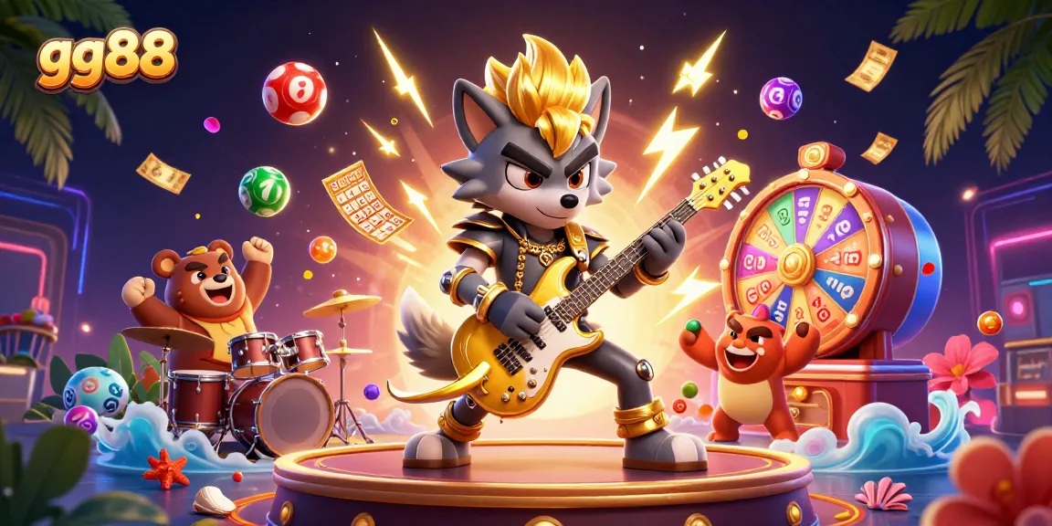 Join the excitement at gg88 as the rock star wolf and drummer bear electrify the casino stage.