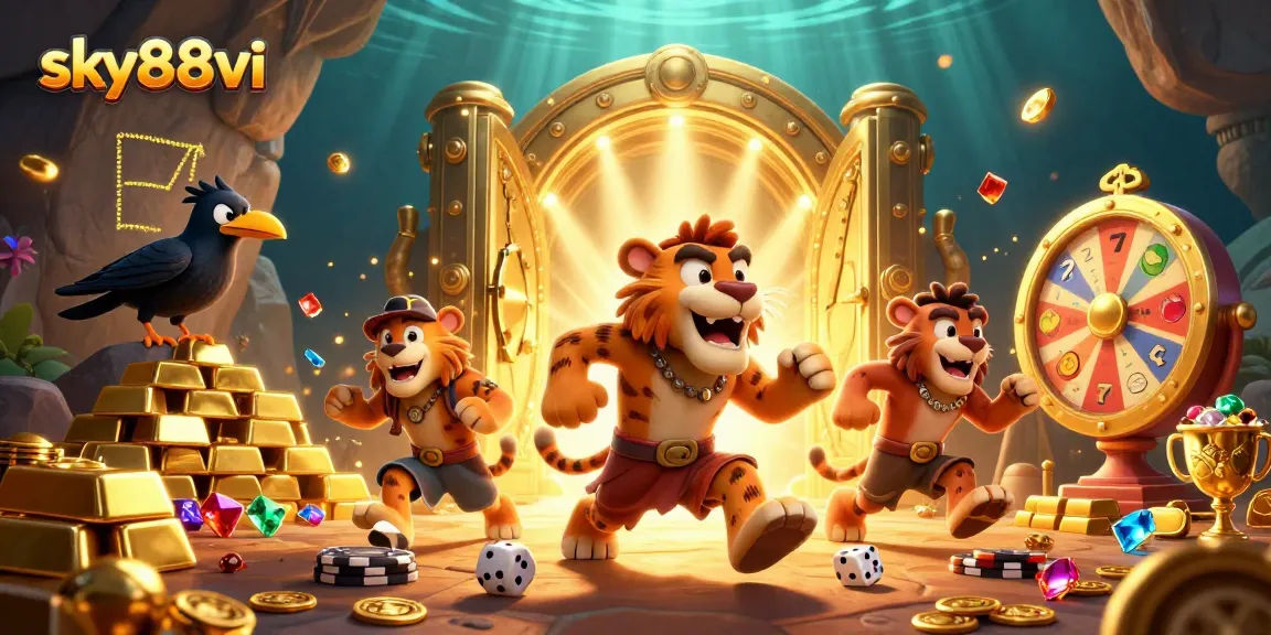 Sky88vi's lively caveman casino scene features a thrilling prehistoric atmosphere with ancient gaming elements.