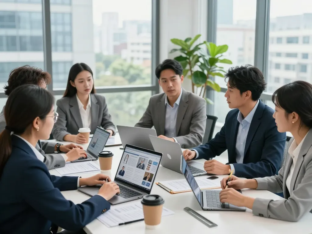 Team collaborating in a modern office, showcasing effective temporary staffing agencies solutions.