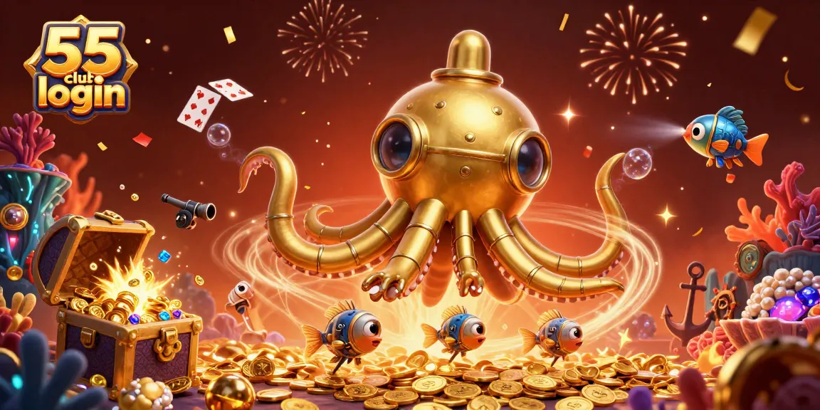 Engage with 55 club login to access thrilling underwater gaming adventures with mechanical fish and treasure.