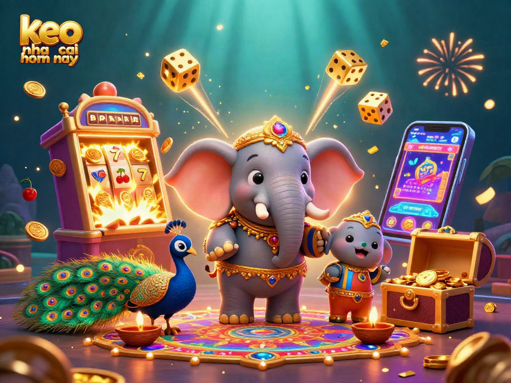 Experience the excitement of keo nha cai hom nay with a vibrant casino-themed illustration featuring rich elements and characters.