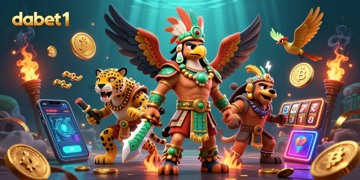 Engage with dabet1's vibrant casino scene featuring astonishing 3D characters and cryptocurrency elements.