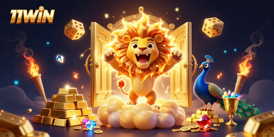 Elevate gameplay at 11WIN with dazzling gems and golden treasures illuminating the scene.