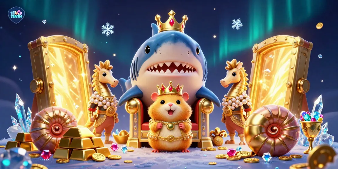 Experience the thrill of 11WIN with a golden hamster king surrounded by treasure and seahorse guardians.