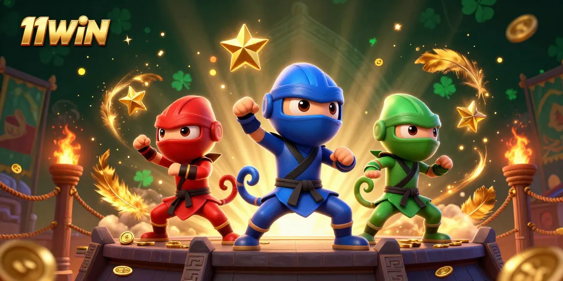Join the 11WIN ninja chameleon team on a thrilling rooftop battle against golden coins and betting tokens.