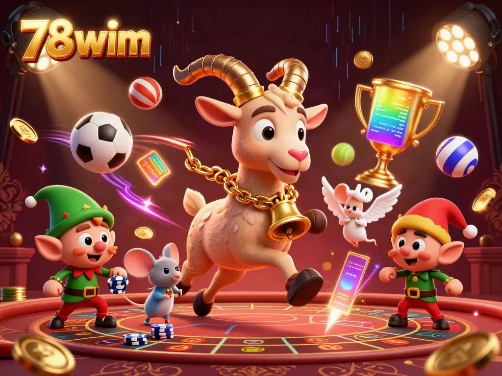 Experience the thrilling atmosphere of 78wim casino with animated characters in a vibrant betting scene.