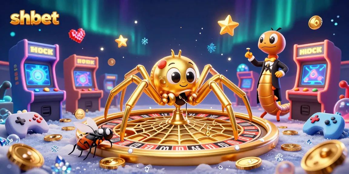 Engage in exciting shbet action with a golden spider in a roulette web and dynamic game elements.