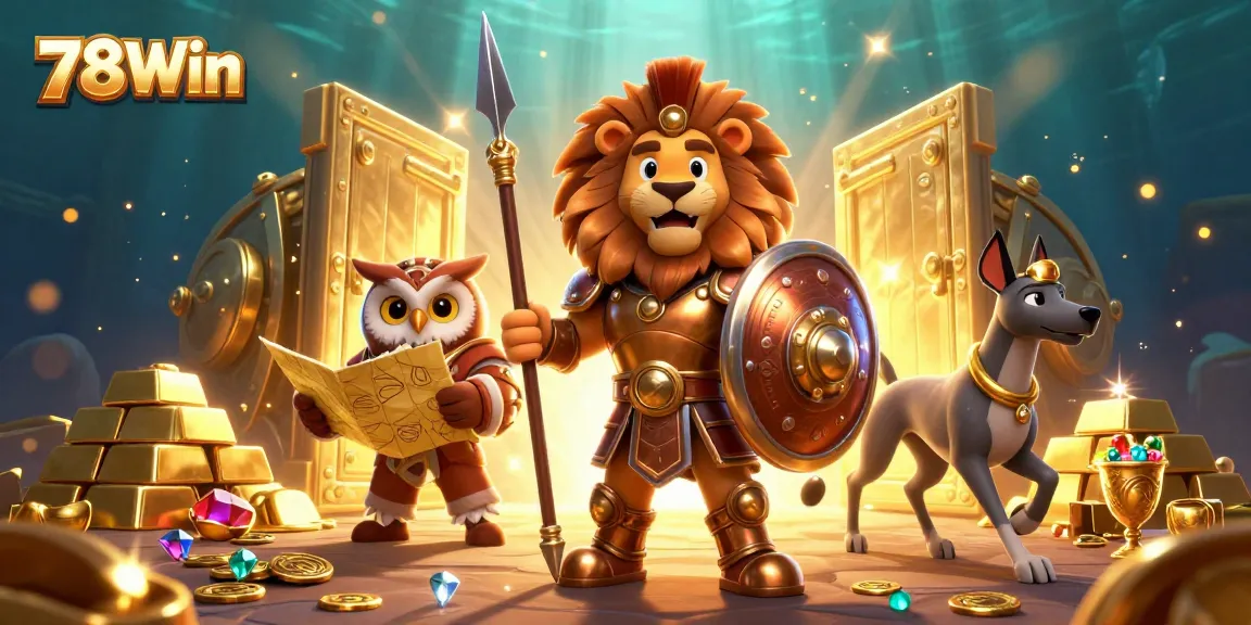 Experience the excitement of 78Win with a vibrant 3D casino-themed illustration showcasing dynamic gaming elements.